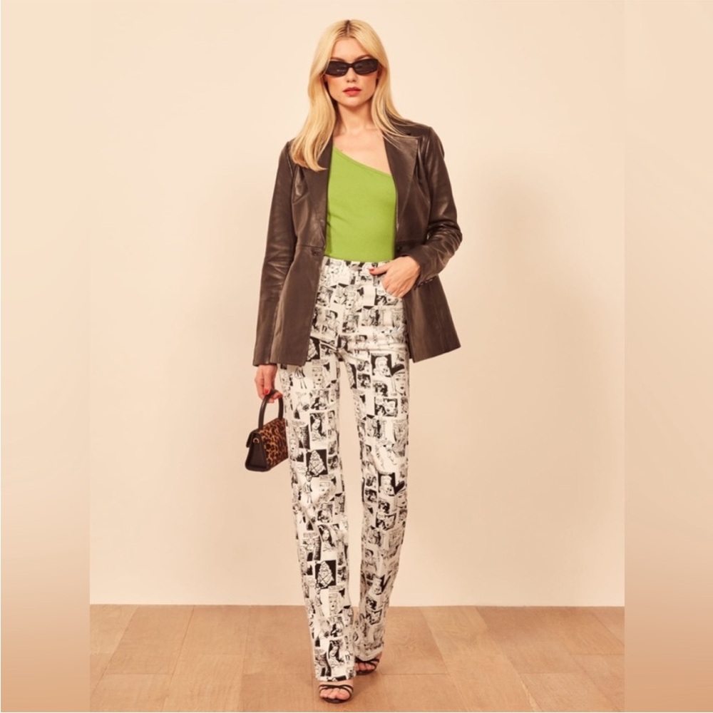 REFORMATION JEANS Newsprint Comic High Rise Straight Jeans